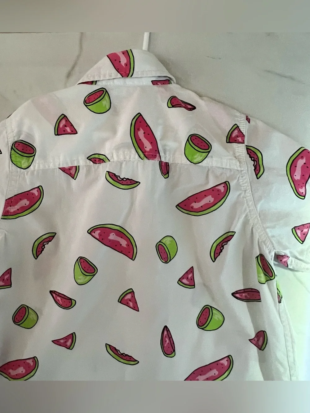 Arizona jeans co button down boys shirt  White with pink watermelon 🍉 slices and